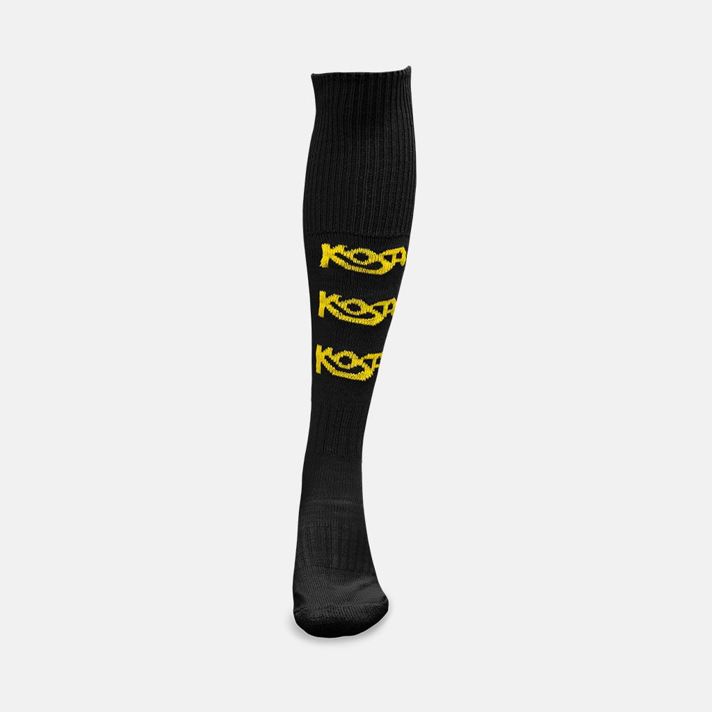 Bandystrumpor svarta med gul logotyp Kosa