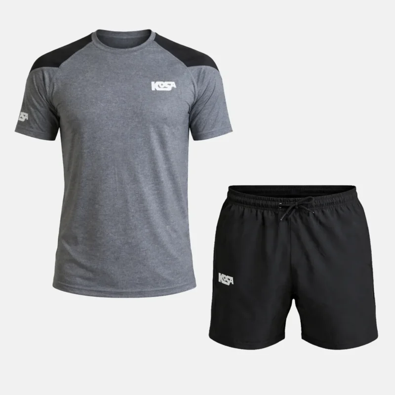Det kompletta Elite-setet för herr med fukttransporterande t-shirt och lättviktsshorts.